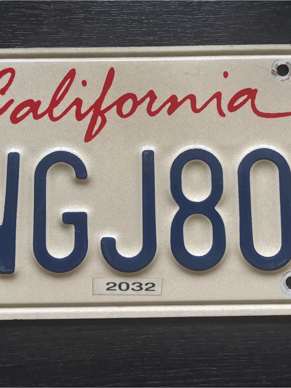 California Script License Plate Wall Art - Cream with Red & Navy